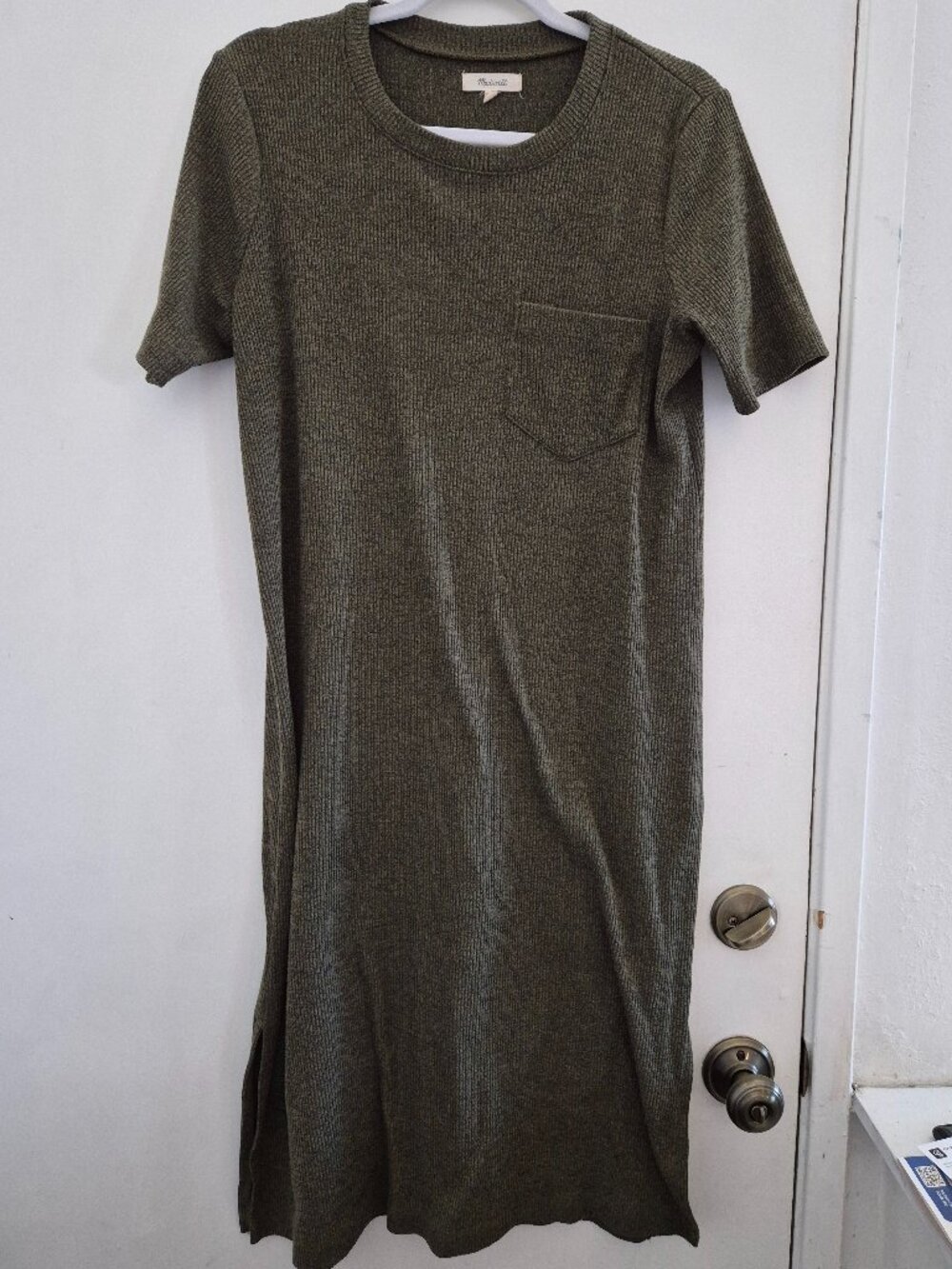 Madewell Olive Green Ribbed Shirt Dress